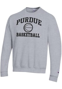 Champion Purdue Boilermakers Mens Grey Basketball Powerblend Long Sleeve Crew Sweatshirt