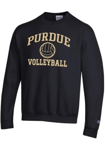 Champion Purdue Boilermakers Mens Black Volleyball Powerblend Long Sleeve Crew Sweatshirt