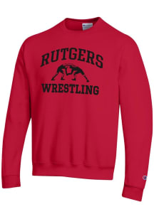 Champion Rutgers Scarlet Knights Mens Red Wrestling Powerblend Long Sleeve Crew Sweatshirt