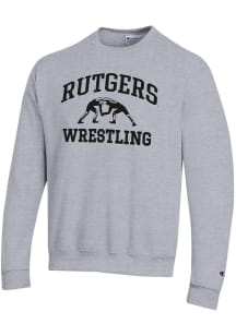 Champion Rutgers Scarlet Knights Mens Grey Wrestling Powerblend Long Sleeve Crew Sweatshirt