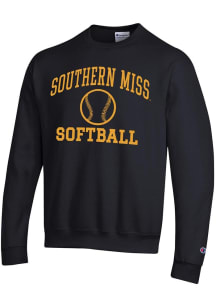 Champion Southern Mississippi Golden Eagles Mens Black Softball Powerblend Long Sleeve Crew Sweats..