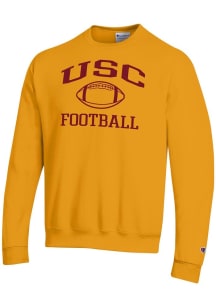 Champion USC Trojans Mens Gold Football Football Powerblend Long Sleeve Crew Sweatshirt