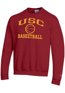 Champion USC Trojans Mens Cardinal Basketball Powerblend Long Sleeve Crew Sweatshirt