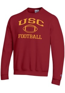 Champion USC Trojans Mens Cardinal Football Football Powerblend Long Sleeve Crew Sweatshirt