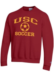 Champion USC Trojans Mens Cardinal Soccer Powerblend Long Sleeve Crew Sweatshirt