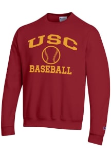 Champion USC Trojans Mens Cardinal Baseball Powerblend Long Sleeve Crew Sweatshirt
