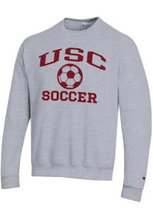 Champion USC Trojans Mens Grey Soccer Powerblend Long Sleeve Crew Sweatshirt