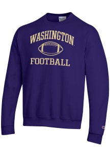 Champion Washington Huskies Mens Purple Football Football Powerblend Long Sleeve Crew Sweatshirt