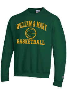 Champion William & Mary Tribe Mens Green Basketball Powerblend Long Sleeve Crew Sweatshirt