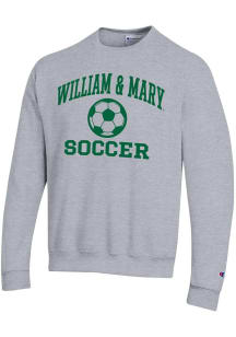 Champion William & Mary Tribe Mens Grey Soccer Powerblend Long Sleeve Crew Sweatshirt