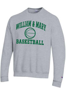 Champion William & Mary Tribe Mens Grey Basketball Powerblend Long Sleeve Crew Sweatshirt