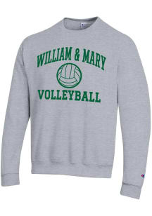 Champion William & Mary Tribe Mens Grey Volleyball Powerblend Long Sleeve Crew Sweatshirt