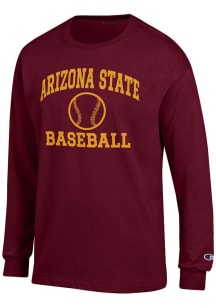 Champion Arizona State Sun Devils Maroon Baseball Jersey Long Sleeve T Shirt