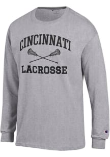 Champion Cincinnati Bearcats Grey Lacrosse Jersey Long Sleeve T Shirt