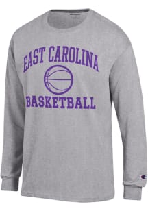 Champion East Carolina Pirates Grey Basketball Jersey Long Sleeve T Shirt