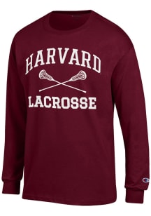Champion Harvard Crimson Maroon Lacrosse Jersey Long Sleeve T Shirt