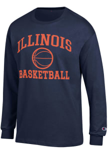 Champion Illinois Fighting Illini Navy Blue Basketball Jersey Long Sleeve T Shirt