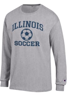 Champion Illinois Fighting Illini Grey Soccer Jersey Long Sleeve T Shirt