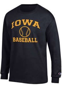Champion Iowa Hawkeyes Black Baseball Jersey Long Sleeve T Shirt