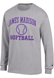Champion James Madison Dukes Grey Softball Jersey Long Sleeve T Shirt