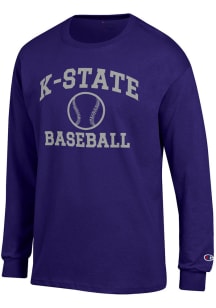 Champion K-State Wildcats Purple Baseball Jersey Long Sleeve T Shirt