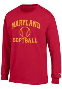 Champion Maryland Terrapins Red Softball Jersey Long Sleeve T Shirt