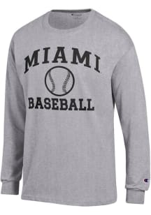 Champion Miami RedHawks Grey Baseball Jersey Long Sleeve T Shirt