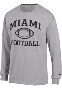 Champion Miami RedHawks Grey Football Football Jersey Long Sleeve T Shirt