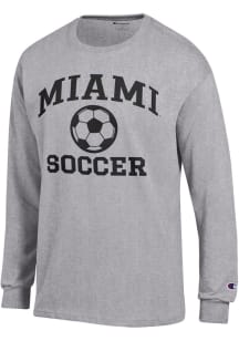 Champion Miami RedHawks Grey Soccer Jersey Long Sleeve T Shirt