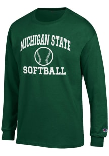 Champion Michigan State Spartans Green Softball Jersey Long Sleeve T Shirt