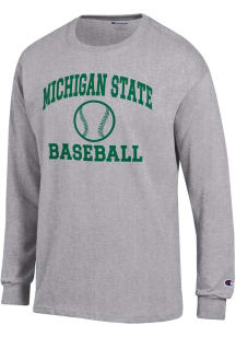 Champion Michigan State Spartans Grey Baseball Jersey Long Sleeve T Shirt