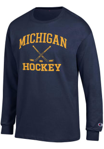Champion Michigan Wolverines Blue Hockey Jersey Long Sleeve T Shirt