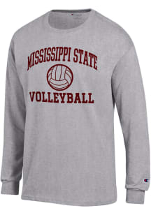 Champion Mississippi State Bulldogs Grey Volleyball Jersey Long Sleeve T Shirt