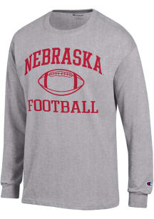 Champion Nebraska Cornhuskers Grey Football Football Jersey Long Sleeve T Shirt