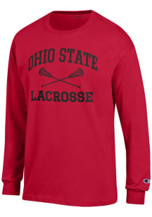 Champion Ohio State Buckeyes Red Lacrosse Jersey Long Sleeve T Shirt