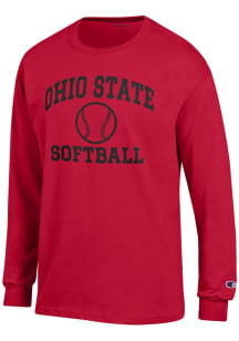 Champion Ohio State Buckeyes Red Softball Jersey Long Sleeve T Shirt