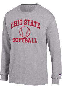 Champion Ohio State Buckeyes Grey Softball Jersey Long Sleeve T Shirt