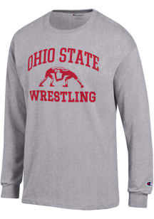 Champion Ohio State Buckeyes Grey Wrestling Jersey Long Sleeve T Shirt