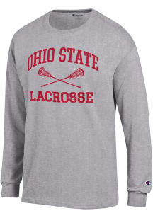 Champion Ohio State Buckeyes Grey Lacrosse Jersey Long Sleeve T Shirt