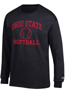 Champion Ohio State Buckeyes Black Softball Jersey Long Sleeve T Shirt