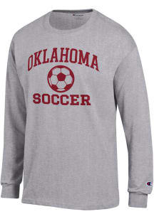 Champion Oklahoma Sooners Grey Soccer Jersey Long Sleeve T Shirt