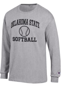 Champion Oklahoma State Cowboys Grey Softball Jersey Long Sleeve T Shirt