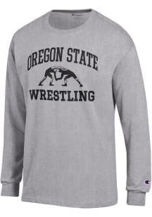Champion Oregon State Beavers Grey Wrestling Jersey Long Sleeve T Shirt