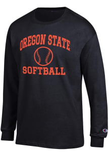 Champion Oregon State Beavers Black Softball Jersey Long Sleeve T Shirt