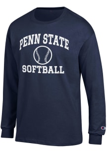 Champion Penn State Nittany Lions Navy Blue Softball Jersey Long Sleeve T Shirt