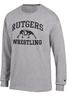 Champion Rutgers Scarlet Knights Grey Wrestling Jersey Long Sleeve T Shirt