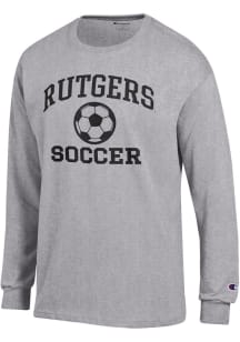 Champion Rutgers Scarlet Knights Grey Soccer Jersey Long Sleeve T Shirt