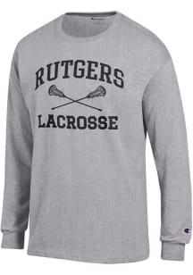 Champion Rutgers Scarlet Knights Grey Lacrosse Jersey Long Sleeve T Shirt