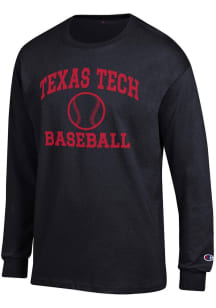 Champion Texas Tech Red Raiders Black Baseball Jersey Long Sleeve T Shirt
