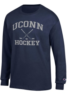 Champion UConn Huskies Navy Blue Hockey Jersey Long Sleeve T Shirt